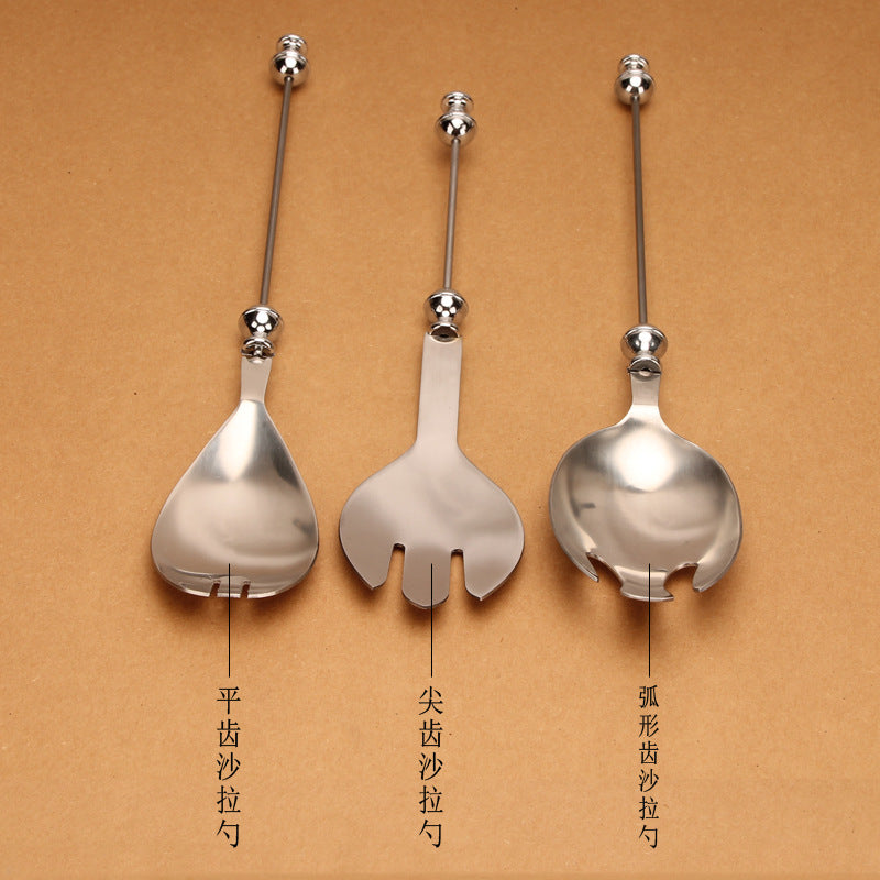 Wholesale Beadable Utensils DIY Stainless Steel Salad Spoon Fruit Western Food Large Fork Spoon Tableware